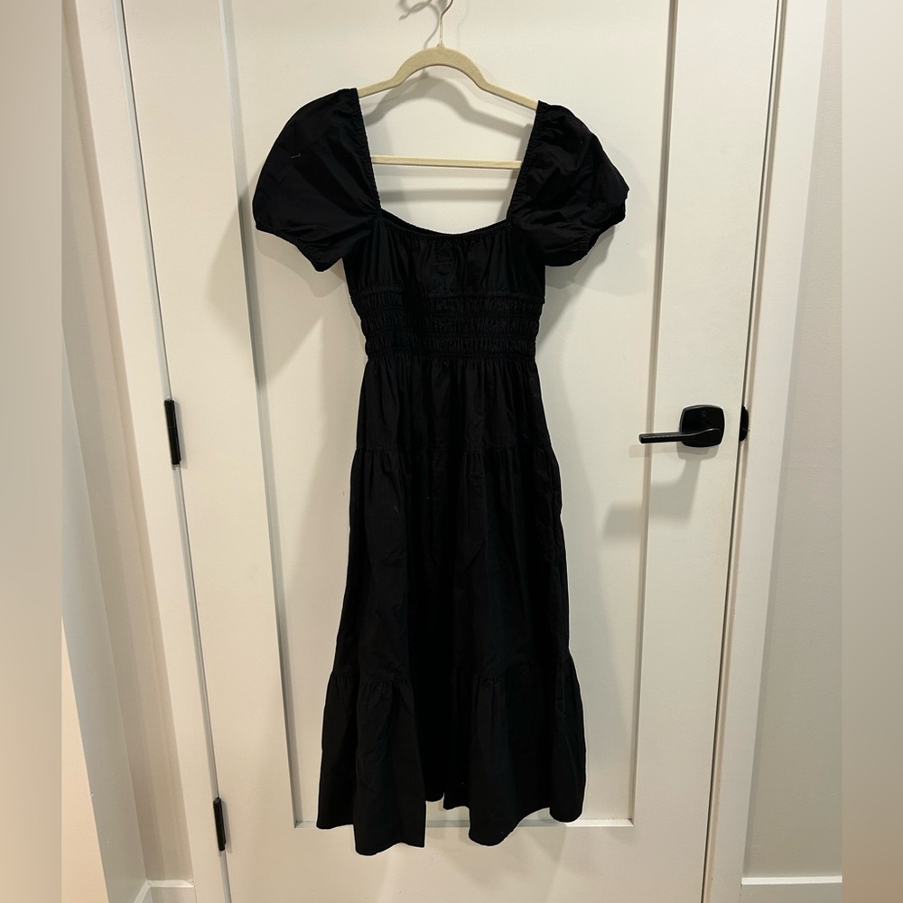 Wilfred Black Puff Sleeve Midi Dress